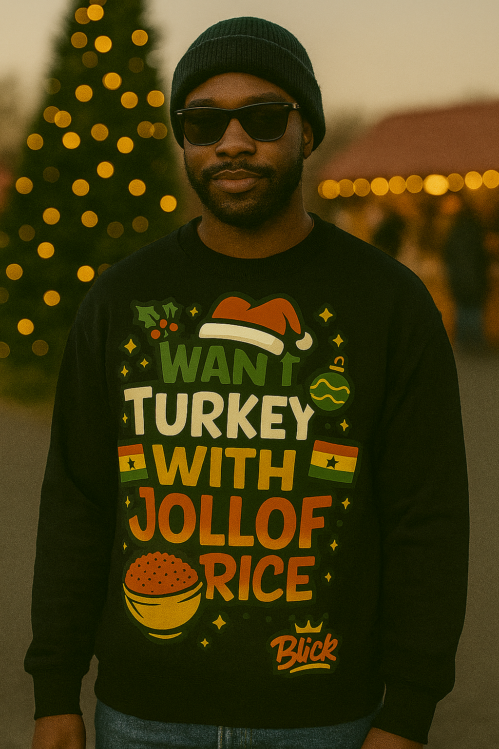 Men Ghana Sweatshirt WANT MY TURKEY WITH JOLLOF