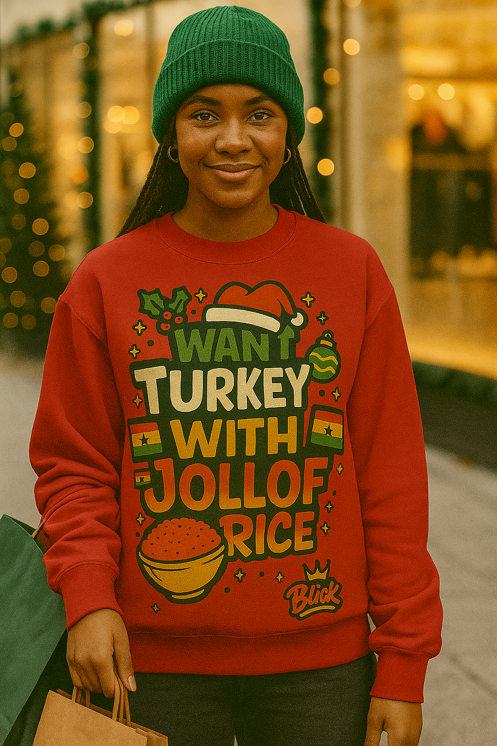 Men Ghana Sweatshirt WANT MY TURKEY WITH JOLLOF